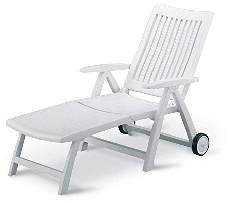 Kettler Roma Advantage Gartenliege weiß - klappbare Sonnenliege für Garten, Terrasse und Balkon - Rückenlehne mehrstufig verstellbar - wetterfeste Rollliege aus beständigem Kunststoff