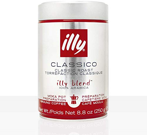 Illy Café moulu café moka régulier (bande rouge), boîtes de 8,8 onces (paquet de 2)