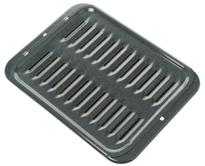 Universal Broiler Pan with Rack for Oven, Non-Stick Pan, 2 Piece Black Porcelain Coated Carbon Steel Roasting Pan, Dishwasher Safe, WB48X10056, Genuine GE Appliances Manufactured OEM Part