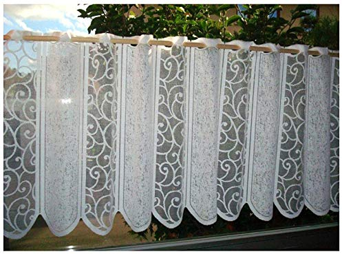 heimtexland ® Scheibengardine Ranke Weiß Höhe HxB 105x150 Panneau Gardine Romantic Chic Ökotex Typ265