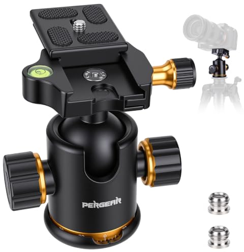 Pergear TH3 Pro DSLR Camera Tripod Ball Head, 8KG/17.6lbs Loading Capacity, 360 Degree Swivel, Metal Build Quality, Fine Tuning Damping, U-Shaped Groove Design for Easy Switching Into Vertical Mode