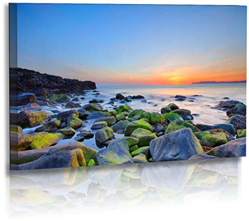 Premium - Acrylglas - Landschaftsbilder - Naturbilder - Sonnenuntergang - Island - Meer - Strand - Felsen - Steine - Vulkan - Landschaft - Bilder - Wandbilder XXL - Bild - Acrylglasbild - Glasbild (140 cm x 80 cm)