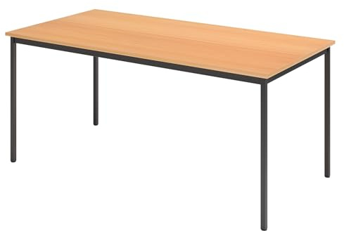 bümö Tisch, Multifunktionstisch 160 x 80 cm in Buche/Schwarz - Besprechungstisch, Konferenztisch, Meetingtisch, Mehrzwecktisch, Pausentisch, Besprechungsraum, Meetingraum, Pausenraum