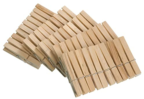 WENKO 50 Wäscheklammern aus FSC® zertifiziertem Holz, umweltfreundliche Holzklammern, Klammern zum Basteln und Dekorieren, je 7 cm, Natur