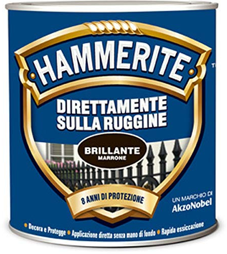 HAMMERITE DIREKT AUF ROST, METALL-SCHUTZLACK, GLÄNZEND, BRAUN, 0,750 LITER