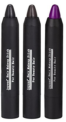 Mixed Colors Hair Chalk Pen Set, Washable Temporary Hair Color for Custom Blending, No Mess Hair Makeup for Party, Festival and Cosplay (3packs-black-dark Brown-purple)