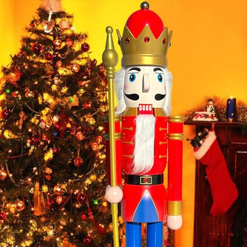 ECOM-CDL Figurine géante de casse-noisette En bois 6 feet King Red K08.