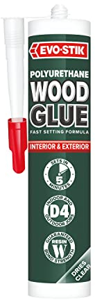 EVO-STIK Polyurethane Wood Glue, Water Resistant, Extra Strong, Fast Setting, Suitable For All Wood Types, Colour: Clear, Size: 310ml
