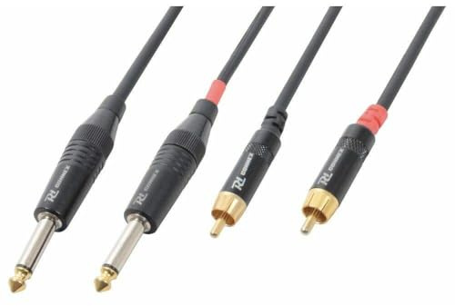 Power Dynamics - Signal Cable 1.5m 2 x 6.3 jack (mono) - 2 x RCA (male)