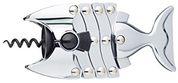 BarCraft Lazy Fish Corkscrew and Bottle Opener, Stainless Steel Wine Opener, 16.5 x 7.5 x 4.5cm, Silver