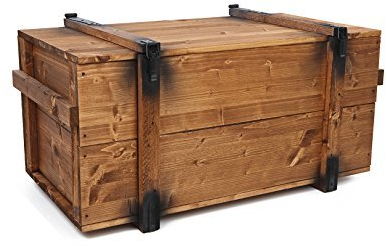 Uncle Joe´s Truhe Holzkiste, 85 x 45 x 48 cm, Holz, Hellbraun, Vintage, Shabby chic Couchtisch, braun, 85x45x48 cm