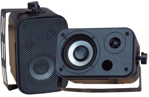Pyle Sistema Altoparlanti Esterni con Cassa Audio Cablata, Coppia, Speaker Grado Marino 2 Vie 300 Watt Max, Woofer 8.9 Centimetri e Tweeter 2.5 Centimetri, Montaggio Universale per Parete o Soffitto
