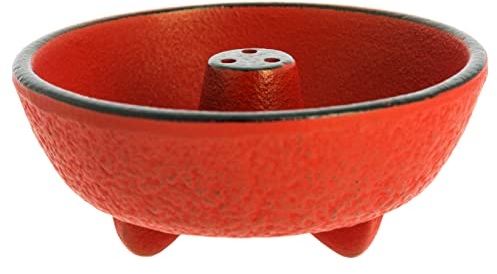 Iwachu INC29080RD Incensario Fuente, Hierro Colado de Japón, Rojo