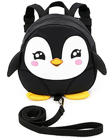 IGNPION Toddle Children Backpack with Reins Rucksack Harness Walkers Tether Belt Penguin (Black)