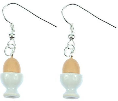 Miniblings Eierbecher Becher Ohrringe Hänger Eier Frühstücksei versilbert | Ohrschmuck, sorgfältig in Berlin gefertigt, mit Porzellan