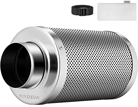 VIVOSUN 4 Inch Air Carbon Filter Smellines Control with Australia Virgin Charcoal for Inline Duct Fan, Grow Tent, Pre-filter Included, Reversible Flange 4 x 12