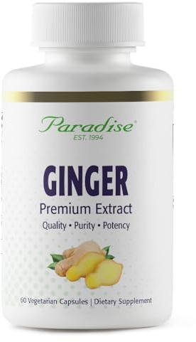 Paradise Herbs Premium Ginger Extract for Digestive Health, Super Potent, Ultra Pure, Vegan, Non-GMO, Gluten Free, 60 Vegetarian Capsules