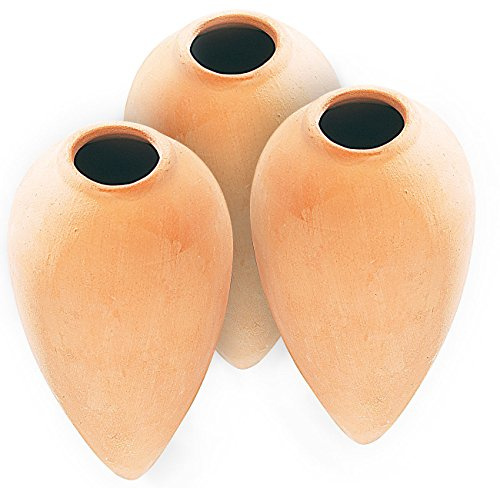 Royal Gardineer Bewässerungsstecker: 3er-Set Terracotta-Wasserspender Classico für Topfpflanzen, je 125ml (Bewässerungskugeln Terracotta, Terrakotta Bewässerungsstecker, Keramik)