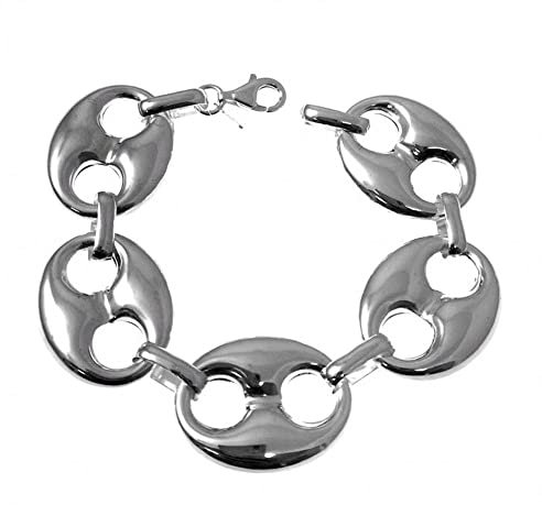 Minoplata Pulsera de Plata de Ley eslabón Calabrote Grande una Joya Que jamás Pasa de Moda, Ideal para Mujeres Elegantes