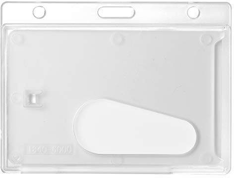 Karteo Kartenhalter mit Daumenausschub [50 Stück] Ausweishülle transparent horizontal Ausweishalter Schutzhüllen Hartplastik für Ausweise Namensschilder Werksausweise Karten