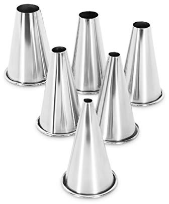 thermohauser Lochtüllenset aus Edelstahl, Tüllengröße: XXL, 4 bis 15 mm Auslassdurchm., Höhe 50 mm, 6-teilig, Metallisch