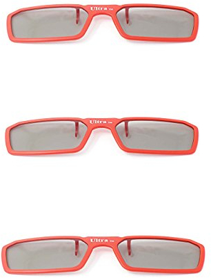 Ultra 3 Red Pairs 3D Clip On Glasses Passive 3D Glasses Men Women Compatible with RealD Cinemas 3D Glasses for TV Movie Glasses For Prescription Glass Wearers Circular Polorised Cinema 3D