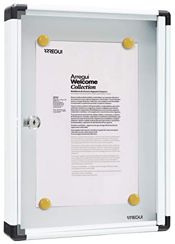 Arregui PAN51 Bacheca porta avvisi/pubblicitá in alluminio e metacrilato con capacità per 1 foglio DIN A4, bianco