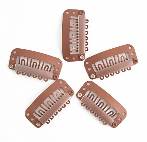 iExtension 20 Clips für Clip in Extensions Echthaar Tressen Haarverlängerung Perücke Wig Haarklammer Haarclips - Hellbraun