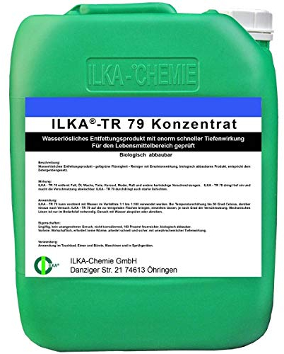 ILKA® - TR 79 BIO-Fettlösekonzentrat Entfetter | 10L | Fett-Reiniger | Fettlöser Fettfleckentferner (mit Lebensmittelzulassung) auch für textile Bodenbeläge, Saunareiniger