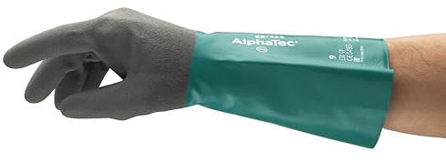 Ansell AlphaTec 58-435 Guantes Nitrilo Resistentes Productos Químicos, Compuesto de Nitrilo de Alto Rendimiento, Guante de Trabajo Hombre Mujer, Verde, Talla M (12 Pares)