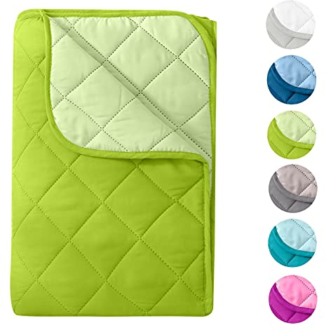 wometo Microfaser Sommer Steppbett Wende-Design 135x200 oekoTex – grün Kochfest 95° Sommerbettdecke Leichtsteppbett für Camping und heiße Tage I ohne Bezug verwendbar I farbig & bunt