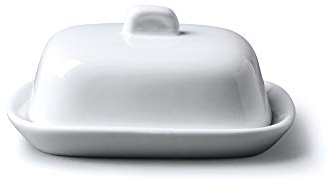 Burriera bianca con coperchio WM Bartleet & Sons, porcellana di qualità. Piatto piccolo da 10 cm con coperchio