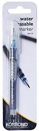 Korbond Water Erasable Fine Point Marker – Blue – Ideal for Pattern Cutting, Quilting, Dressmaking, Tailoring, Design Marking, Embroidery, Fabric Painting – Easily Wipe Away
