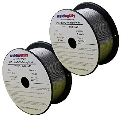 WeldingCity 2 Rolls E71T-GS Gasless Flux-Cored Mild Steel MIG Welding Wire 0.030 (0.8mm) 2-lb Spool | Pack of 2 Rolls