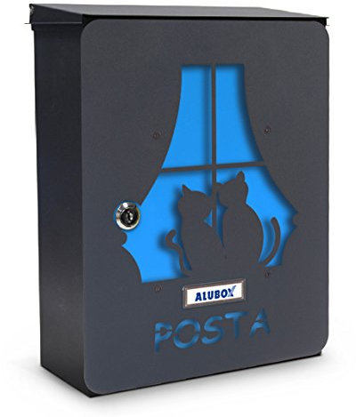 Alubox Gatti Cassetta Postale Mia con Sportello, Multicolore, Set di 2 Pezzi