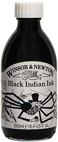 Winsor & Newton Tinta para Dibujo Drawing Ink - frasco de 250ml, tinta china negra, indian ink, resistente al agua y la luz