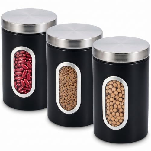 Royal Cuisine 3pcs Stackable Tea Coffee Sugar Canisters Set Glass Airtight Tea Sugar and Coffee Containers Set Sugar Coffee Set Tea and Coffee Jar