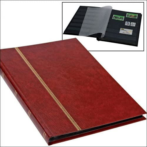 SAFE 141 Premium Briefmarkenalbum/Einsteckbuch mit 16 schwarzen Seiten im Buchformat A5 mit goldfarbener Premiumprägung Einband | Goldfarbene Prägung und schwarze Seiten für Briefmarken