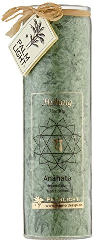 Palm Light Bougie Chakra - Vert - 20 cm - Durée de Combustion : 100 Heures - Aspect Cristal - De qualité supérieure - pour l'intérieur et l'extérieur