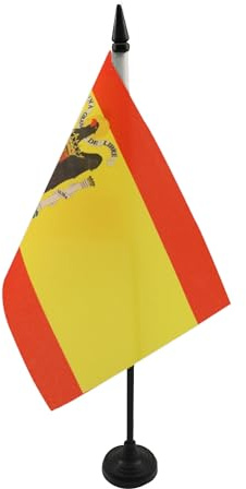 AZ FLAG Drapeau de Table Espagne Franco 1938-1945 21x14 cm Socle Plastique | Usage intérieur Drapeau de bureau espagnol de Franco España de Franco finition cousue et bords renforcés polyester 100D