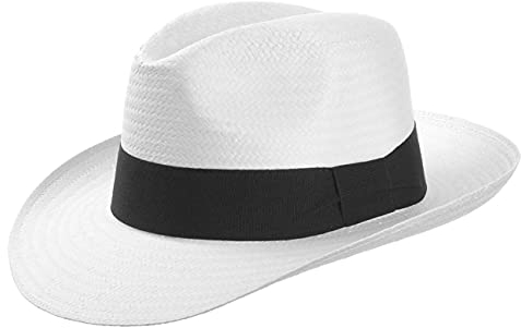 White Mountain Strohhut (Bogarthut) aus Papierstroh Damen und Herren - Hut mit Ripsband - Sommerhut in weiß - Sonnenhut Größe S (54-55 cm) - Strandhut Frühling/Sommer