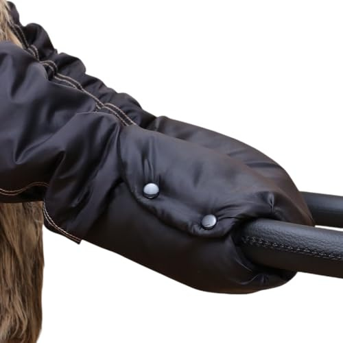 Baby-Joy Muff Handwärmer Handschutz Kinderwagenhandschuh Schlittenhandschuh | Farbe: 02 Schwarz-Schwarz