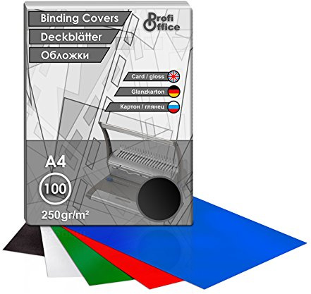 ProfiOffice® Deckblätter, DIN A4, Hochglanz Karton, schwarz, 250 g/m2, 100 Stück(49002)