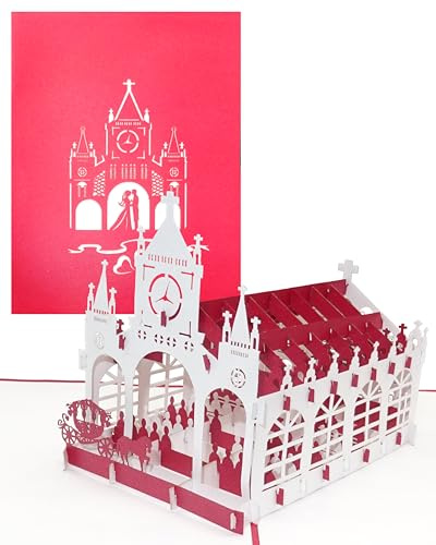 3D Hochzeitskarte Kirchliche Trauung“ Pop Up Karte zur Hochzeit – als Geschenkverpackung, kleines Geschenk, Gutschein und Gastgeschenk