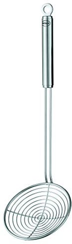 RÖSLE Seihlöffel, Hochwertiger Abseihlöffel mit Rundgriff, 12 cm, Edelstahl 18/10, spülmaschinengeeignet, Silber, Silbern