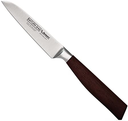 Burgvogel Solingen Natura Line, Gemüsemesser Holzgriff, rot satiniert, geschmiedet, 9 cm, sehr scharfes Küchenmesser rostfrei, Made in Germany, Braun Rot, 6810.906.09.0