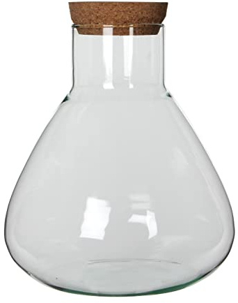 MICA Decorations Decorations Glas Terrarium Glasdose mit Korkverschluß Emily recyceltes Glas transparent- H 32 x D 29 cm