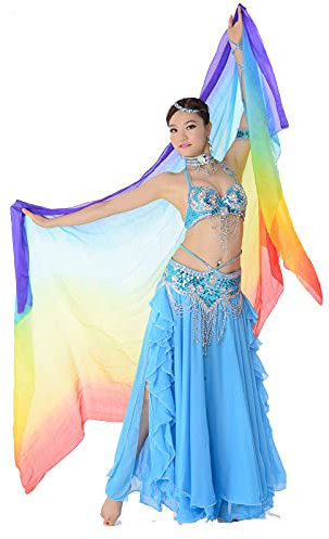 zltdream 100% Seide Bauchtanz Schleier und Schal Farbverlauf Farbe 249,9 x 110 cm