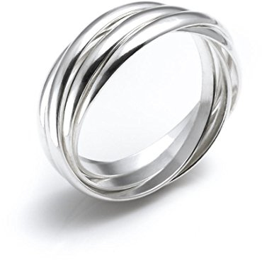Silverly Fedi Nuziali in Stile Russo Argento 925 | Anello a Cinque Fasce Intrecciate | Anelli Classici Multibanda in Argento Sterling 925 per Donna | Eleganti Anelli a Fascia de Promessa