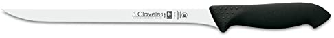 3 Claveles Cuchillo jamonero Proflex de 24 cm, Acero Inoxidable, Negro